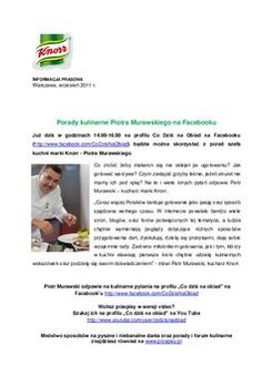 Porady kulinarne Piotra Murawskiego na Facebooku