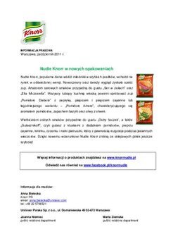 Nudle Knorr w nowych opakowaniach