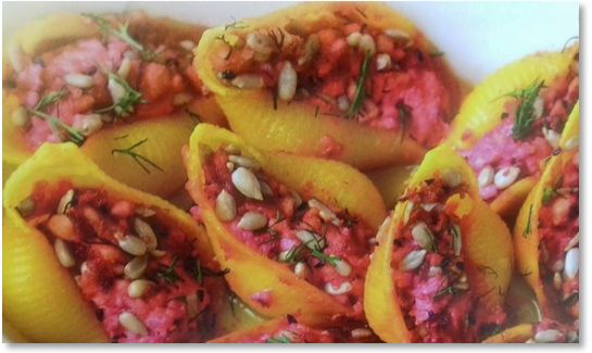 Muszle_Appetita Przepis na zapiekane muszle z twarożkiem i buraczkiem