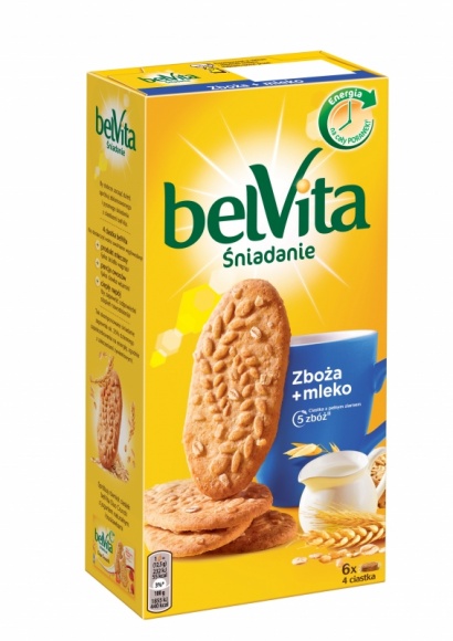 Pożywne i pyszne śniadanie z ciastkami belVita Zboża i mleko