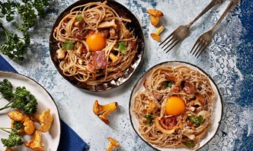 Grzybowa carbonara z żółtkiem