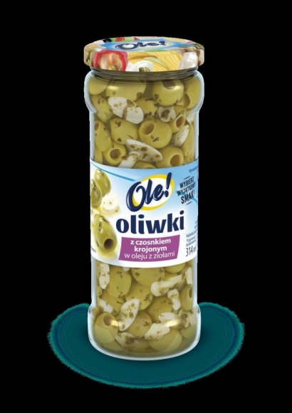 Oliwki z czosnkiem krojonym w oleju z ziołami OLE!