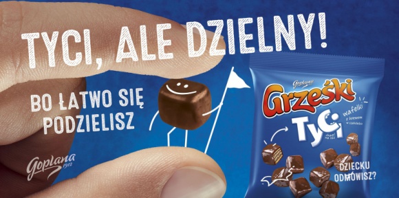Grześki wracają z kampanią „Tyci, ale dzielny!” LIFESTYLE, Żywienie - Marka Grześki wraca z kolejną odsłoną ogólnopolskiej kampanii reklamowej mini wafelków Grześki Tyci. Działania realizowane pod hasłem „Tyci, ale dzielny! Bo łatwo się podzielisz” potrwają od 7 stycznia do końca miesiąca na łamach telewizji.