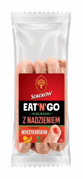 Oryginalnie nadziane! LIFESTYLE, Żywienie - Sokołów wprowadza nowości, które przyjemnie zaskoczą miłośników oryginalnych smaków. Kiełbaski z nadzieniem EAT’N’GO kryją w środku aromatyczne, doskonale przyprawione sosy, inspirowane kuchniami świata. To pierwszy taki produkt na rynku.