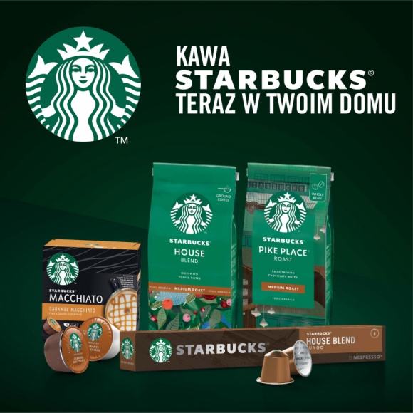 Nestlé rozszerza ofertę kawy Starbucks do przyrządzania w domu LIFESTYLE, Żywienie - W ramach globalnej umowy Nestlé wprowadza kolejne warianty kawy Starbucks do sklepów w Polsce. Do - dostępnych od jesieni - kapsułek do ekspresów dołącza właśnie kawa ziarnista oraz mielona.